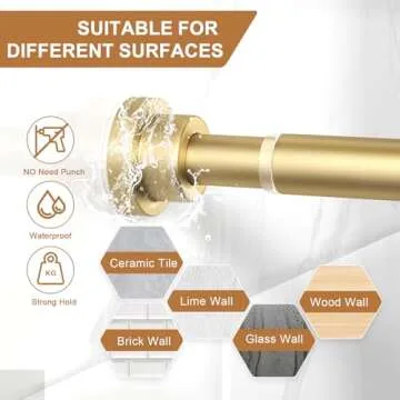 AIZESI Gold Tension Curtain Rod - Adjustable 30-63 Inch