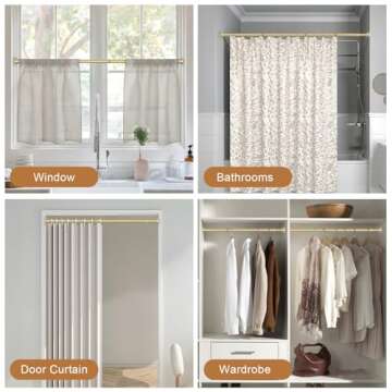 AIZESI Gold Tension Curtain Rod - Adjustable 30-63 Inch