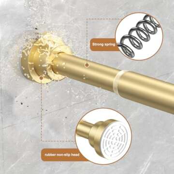 AIZESI Gold Tension Curtain Rod - Adjustable 30-63 Inch