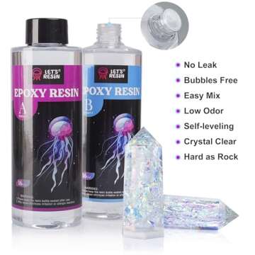 LET'S RESIN Crystal Clear Epoxy Resin, 32oz Bubbles Free Epoxy Resin, Table Top & Bar Top Casting Re...