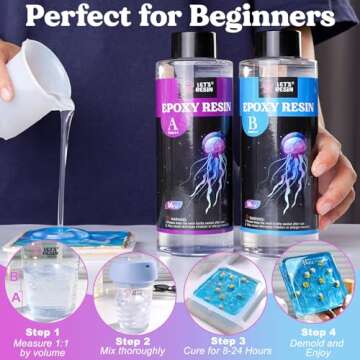 LET'S RESIN Crystal Clear Epoxy Resin, 32oz Bubbles Free Epoxy Resin, Table Top & Bar Top Casting Resin, Clear Epoxy Resin for Art Crafts