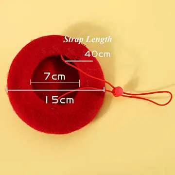 Adorable Adjustable Wool Beret for Pets with Cherry Decor