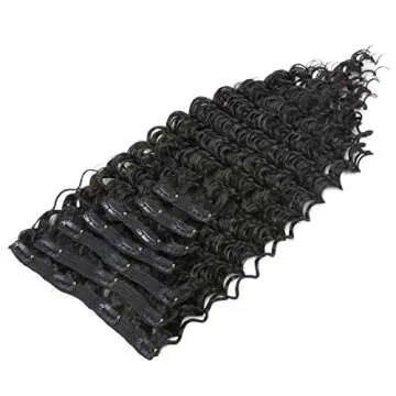 FASHION LINE Synthetic Curly Clip in Hair Extensions Double Weft Full Head Deep Wave Hair Pieces Hea...