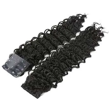 FASHION LINE Synthetic Curly Clip in Hair Extensions Double Weft Full Head Deep Wave Hair Pieces Heat Resistance Thick Deep Wave Clip In 7 Pieces(24" Deep Wave, #1B Natural Black)