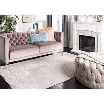 SAFAVIEH Reflection Collection Area Rug - 9' x 12', Creme & Ivory, Boho Tribal Distressed Design, No...