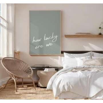 Sage Green How Lucky Are We Posters Print Poster Coastal Cowgirl Wall Art Canvas Artwork Wall Decor ...