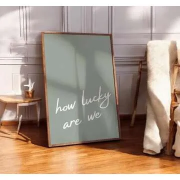 Sage Green How Lucky Are We Posters Print Poster Coastal Cowgirl Wall Art Canvas Artwork Wall Decor College Dorm Apartment Decoration No Frame