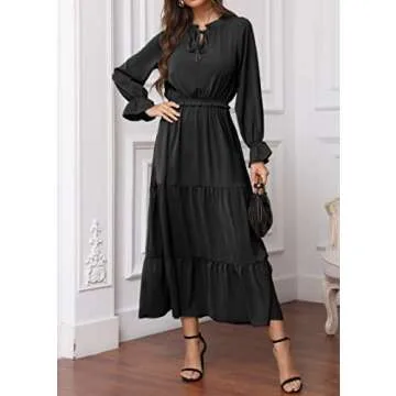 KIRUNDO Spring Maxi Dress 2024 Casual Long Sleeve Boho Style