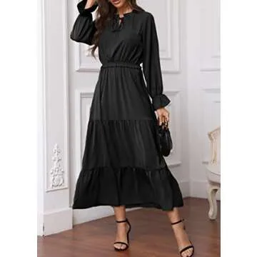 KIRUNDO Spring Maxi Dress 2024 Casual Long Sleeve Boho Style