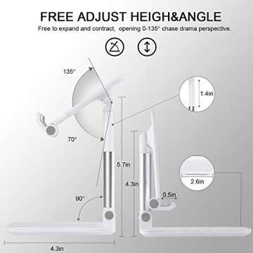 Cell Phone Stand, Angle Height Adjustable Cell Phone Stand for Desk, Fully Foldable Cell Phone Holder, Tablet Stand, Case Friendly Compatible with All Mobile Phone/iPad/Kindle/Tablet Phone Dock