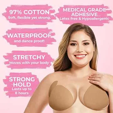 TwiinsBra Breast Lift Tape - 3 Pairs w/Nipple Covers - Boob Tape - Boobtape (Caramel, C-D)