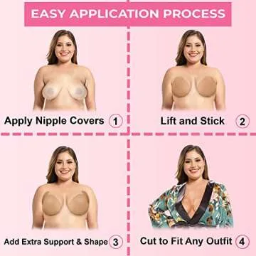 TwiinsBra Breast Lift Tape - 3 Pairs w/Nipple Covers - Boob Tape - Boobtape (Caramel, C-D)