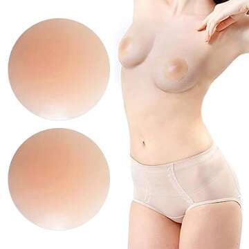 Nippleless Covers, Pasties, Silicone Reusable Breast Pasties Adhesive Bra 2 Pairs Pink