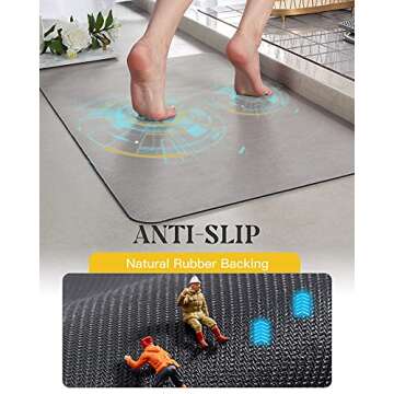 MontVoo -Bath Mat Rug-Rubber Backing Non Slip Quick Dry Absorbent Thin Bathroom Rugs Fit Under Door-Faux Suede Surface Bathroom Floor Mats-Shower Rug for in Front of Bathtub Shower Gray 16"x24"