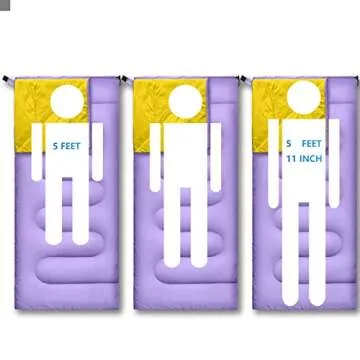 RIOYALO Ultralight Camping Sleeping Bag for Adults Youth | Compact Lightweight Portable | 3 Season Warm & Cool Weather Backpacking Hiking Travel | Waterproof W. Compression Sack | Purple/Yellow-75X33