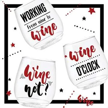 TOSSWARE POP 14oz Vino All About Wine Series, SET OF 6, Premium Quality, Recyclable, Unbreakable & Crystal Clear Plastic Printed Glasses