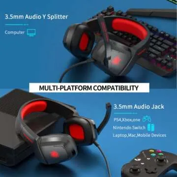 PHOINIKAS H1 Gaming Headset for PS4, Xbox One, PC, Laptop, Switch, Xbox One Headset with Noise-Cance...