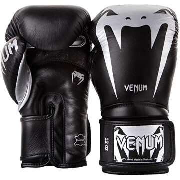Venum Giant 3.0 Boxing Gloves - Premium Nappa Leather - Black/Silver