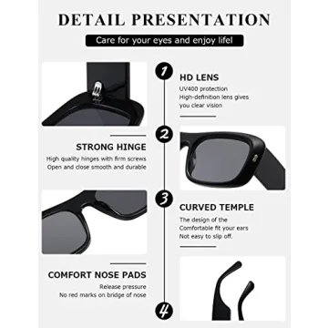 Kimorn Retro Sunglasses UV400 Protection Vintage Y2K Style