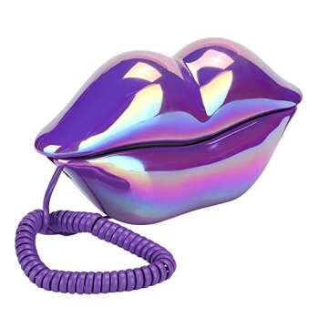 Lips Landline Telephone, Lips Telephone Electroplate Desktop Landline Phone, Cute Lip Shape Telephon...