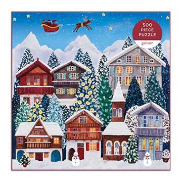 Galison Yuletide Village 500 Piece Holiday Puzzle - Family Fun