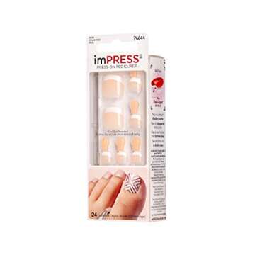 New KISS imPRESS Pedicure "HIGH TIDE - BIPT012" Press-On Toenails