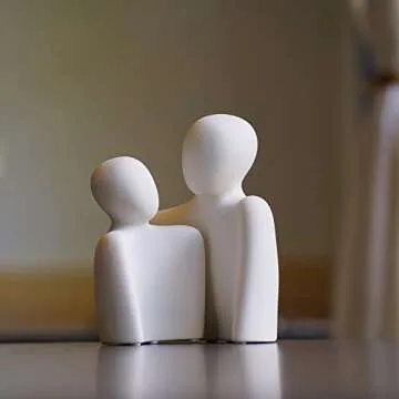 BUTILIVEEN Couple Gifts, Ceramic Couple Sculpture Decor, Anniversary Wedding for Her, Valentines Day Gifts for Wife Husband, Abstract Figure Statue for Home Decoration, Small, White