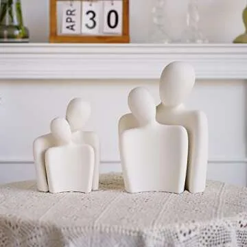 BUTILIVEEN Couple Gifts, Ceramic Couple Sculpture Decor, Anniversary Wedding for Her, Valentines Day Gifts for Wife Husband, Abstract Figure Statue for Home Decoration, Small, White