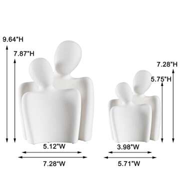 BUTILIVEEN Couple Gifts, Ceramic Couple Sculpture Decor, Anniversary Wedding for Her, Valentines Day Gifts for Wife Husband, Abstract Figure Statue for Home Decoration, Small, White