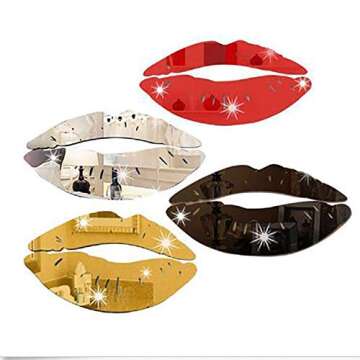 CUGBO 3D Kiss Lips Mirror Wall Stickers for Home Decor