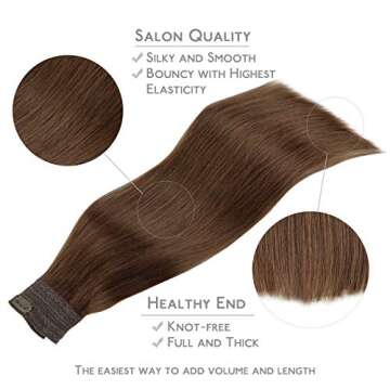 WENNALIFE Wire Hair Extensions (Increase 50% Lifespan) Real Human Hair 20 inch 110g Chocolate Brown ...