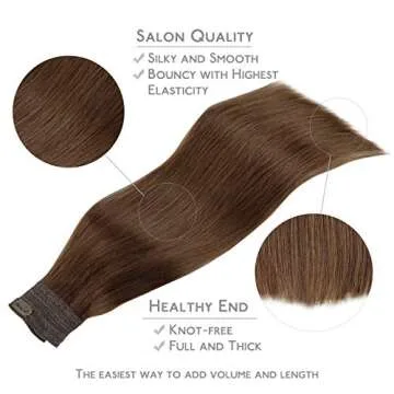 WENNALIFE Wire Hair Extensions (Increase 50% Lifespan) Real Human Hair 20 inch 110g Chocolate Brown ...