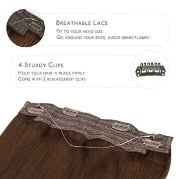 WENNALIFE Wire Hair Extensions (Increase 50% Lifespan) Real Human Hair 20 inch 110g Chocolate Brown Remy Wire Hair Extensions Invisible Transparent Fish Line Straight Real Hair Extensions