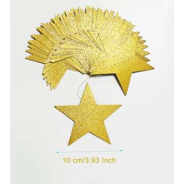 3-Pack,Gold Star Garland, Golden Christmas Galaxy Banner, Twinkle Twinkle Little Star Garland Christ...