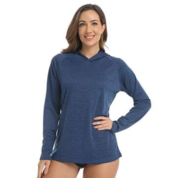 KEFITEVD Women's Long Sleeve UPF 50+ Performance Shirts Sun Protection Shirt with Hood for Hiking,Camping,Fishing,Running