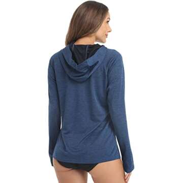 KEFITEVD Women's Long Sleeve UPF 50+ Performance Shirts Sun Protection Shirt with Hood for Hiking,Camping,Fishing,Running