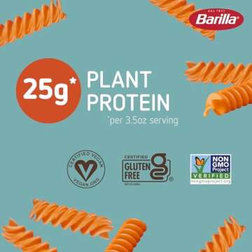 Barilla Red Lentil Rotini Pasta, Plant-Based Protein & Fiber, Gluten Free