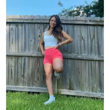 TomTiger Yoga Shorts for Women Tummy Control High Waist Biker Shorts Exercise Workout Butt Lifting Tights Women's Short Pants (Red, S)