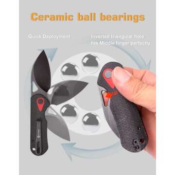 XTOUC Small Pocket Knife 2.5" Stone Wash D2 Blade Folding Knives Reversible Pocket Clip Comfortable Micarta Handle EDC Knife Thumb Hole Opening Ideal Gift for Men Women(Seed J01)