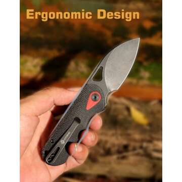 XTOUC Small Pocket Knife 2.5" Stone Wash D2 Blade Folding Knives Reversible Pocket Clip Comfortable Micarta Handle EDC Knife Thumb Hole Opening Ideal Gift for Men Women(Seed J01)