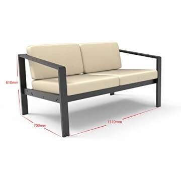 Outdoor Patio Furniture Double Armchair, with Cushions in Stripe for Restaurant Outdoor Courtyard Ga...