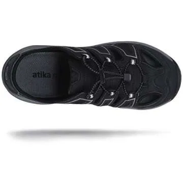 atika Men's Outdoor Hiking Sandals, Closed Toe Athletic Sport Sandals, Lightweight Trail Walking Sandals, Summer Water Shoes, Petra Black, 8