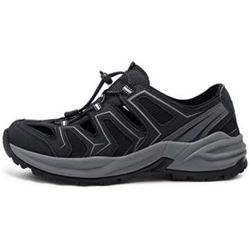 atika Men's Outdoor Hiking Sandals, Closed Toe Athletic Sport Sandals, Lightweight Trail Walking Sandals, Summer Water Shoes, Petra Black, 8