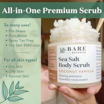 Bare Botanics Brown Sugar Body Scrub 20oz - Exfoliating & Hydrating