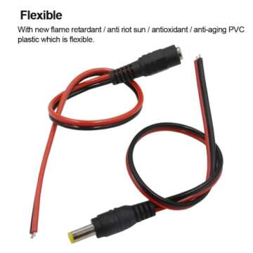 Reliable 12V 5A Barrel Plug Connector Cables for CCTV