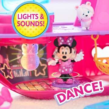 Just Play Disney Junior Minnie Mouse Bowdazzling Yacht Playset, Lights and Sounds, 14 Piece Playset with Figures, Kids Toys for Ages 3 Up
