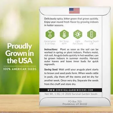 Survival Garden Seeds - Arugula Seeds for Planting - 1 Pack with Instructions to Grow Garden Rocket ...