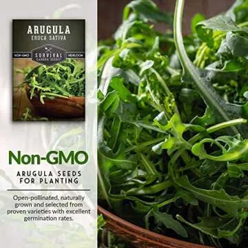 Survival Garden Seeds - Arugula Seeds for Planting - 1 Pack with Instructions to Grow Garden Rocket Green Leafy Vegetables in Your Home Vegetable Garden - Non-GMO Heirloom