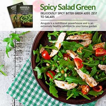 Survival Garden Seeds - Arugula Seeds for Planting - 1 Pack with Instructions to Grow Garden Rocket Green Leafy Vegetables in Your Home Vegetable Garden - Non-GMO Heirloom