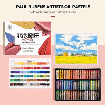 Paul Rubens Oil Pastel, 72 Vibrant Colors Soft Oil Pastel Set, Creamy texture Easy to Blend Oil Past...